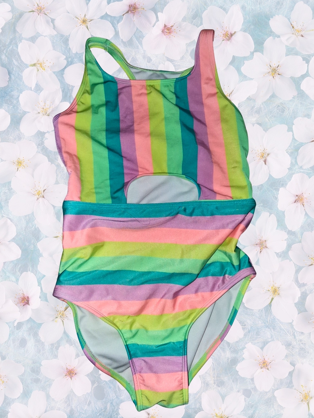 Cat & Jack Rainbow Stripe One-Piece Swimsuit